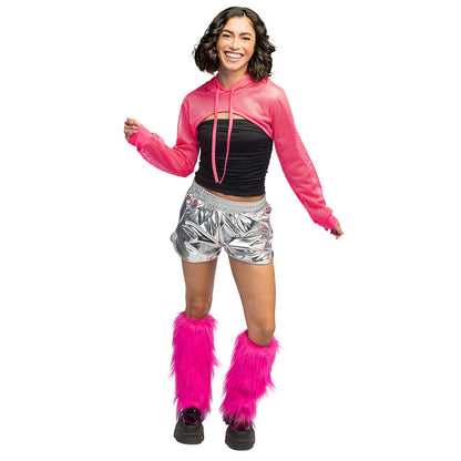 Jambières Fluffy Rose Fluo UV Blacklight - Lot de 2