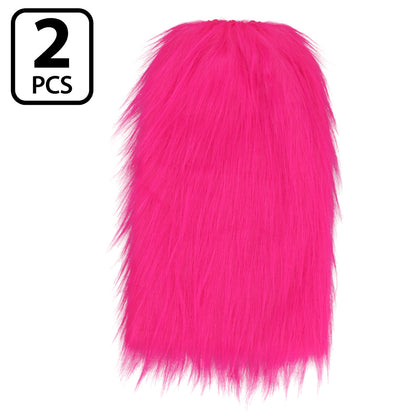 Jambières Fluffy Rose Fluo UV Blacklight - Lot de 2