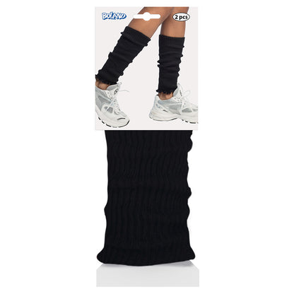 Jambières Leg Warmers Noires Côtelées - Accessoire Années 80