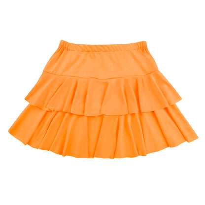 Jupe Plissée Orange Fluo Volantée - Déguisement Années 80