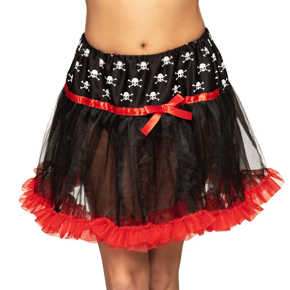 Jupe Pirate Tutu Noir et Rouge - Crânes et Tête de Mort