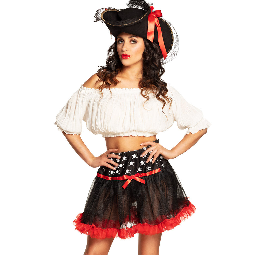 Jupe Pirate Tutu Noir et Rouge - Crânes et Tête de Mort
