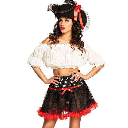 Jupe Pirate Tutu Noir et Rouge - Crânes et Tête de Mort
