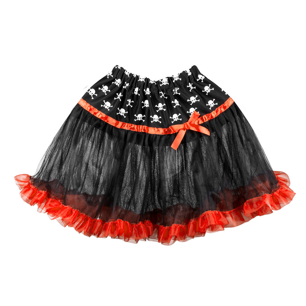 Jupe Pirate Tutu Noir et Rouge - Crânes et Tête de Mort