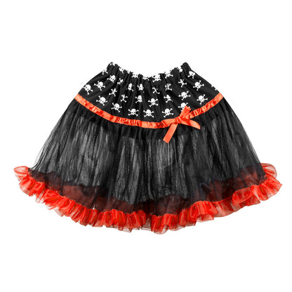 Jupe Pirate Tutu Noir et Rouge - Crânes et Tête de Mort