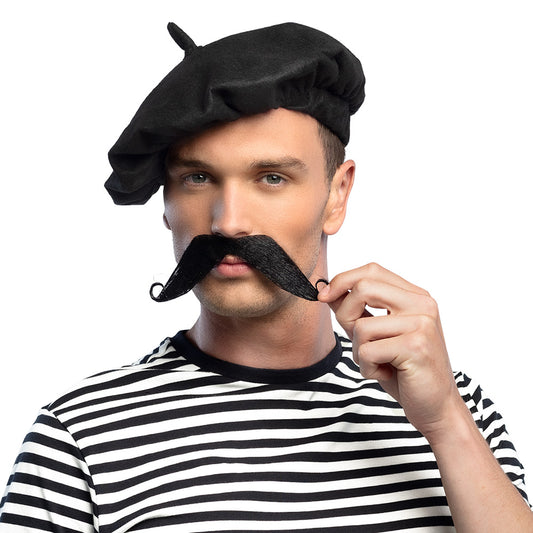 Moustache Noire Autoadhésive - Accessoire Déguisement Facile