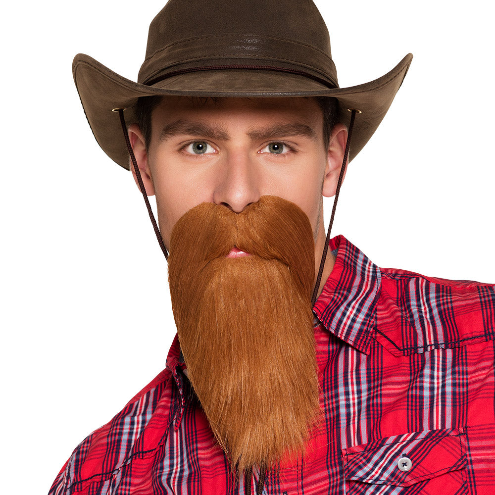Fausse Barbe Longue Rousse - Déguisement Cowboy Adulte
