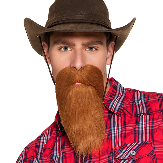 Fausse Barbe Longue Rousse - Déguisement Cowboy Adulte