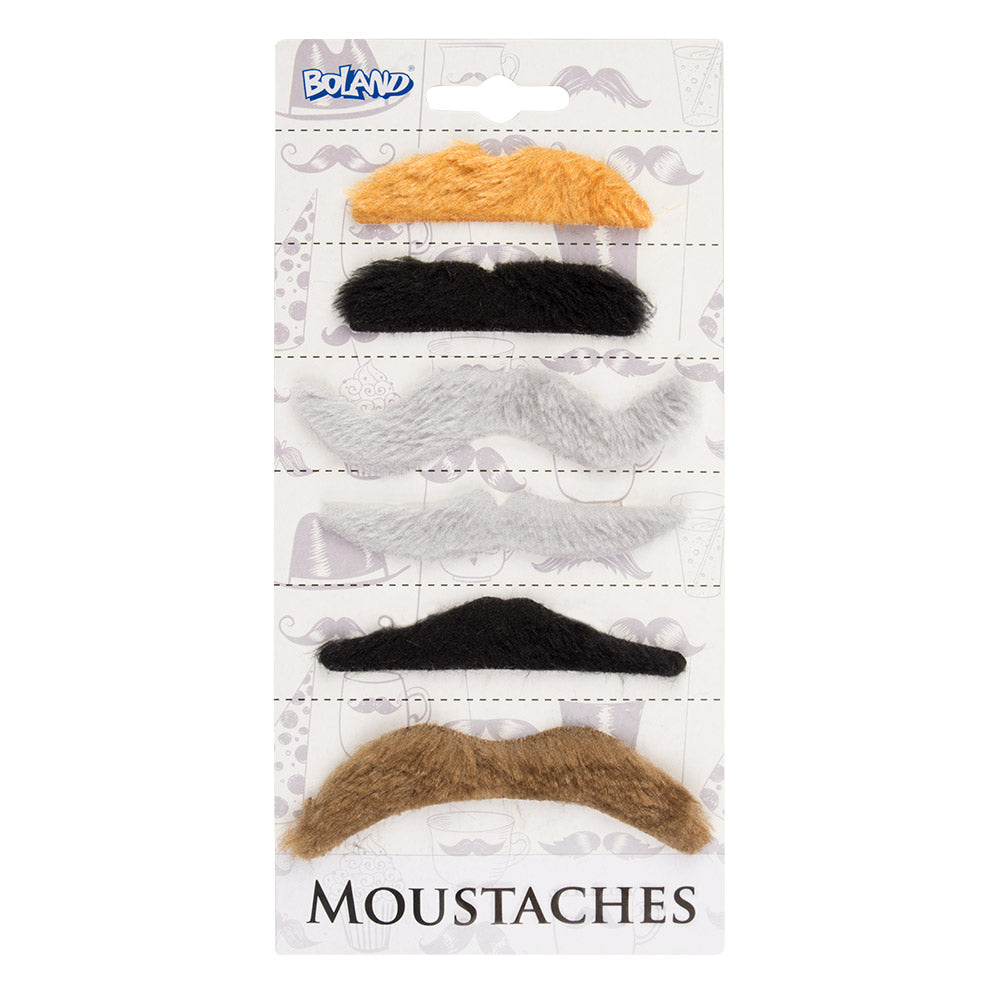 Moustaches Fantaisie - Assortiment 6 Styles de Déguisement