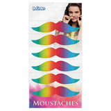 Moustaches Arc-en-ciel Pailletées - Pack de 6 Accessoires de Fête