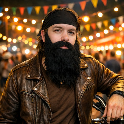Barbe Noire Longue Luxuriante - Accessoire Déguisement Adulte