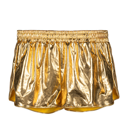 Short Métallisé Or Femme avec Poches - Déguisement Années 80