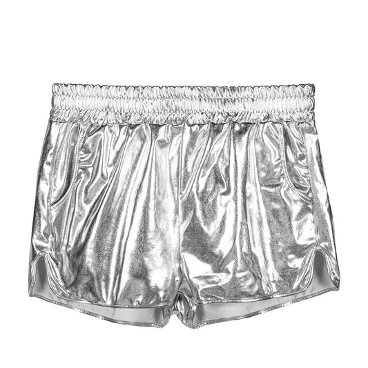 Short Métallisé Argenté Femme - 2 Poches Élastiquées