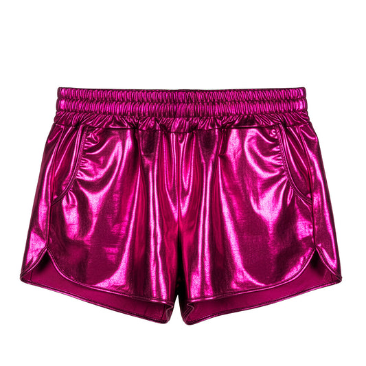 Short Métallisé Fuchsia avec 2 Poches - Costume Disco Adulte