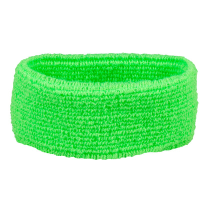 Bandeau Headband et Bracelets Éponge Vert Fluo Années 80