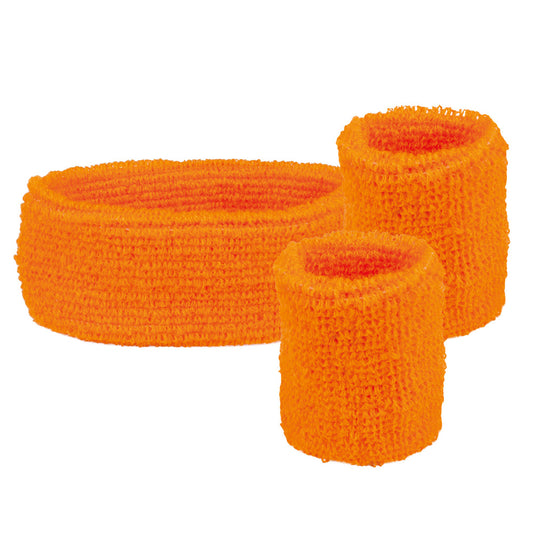 Bandeau et Poignets Éponge Orange - Accessoires Fitness & Sport