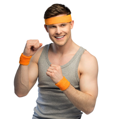 Bandeau et Poignets Éponge Orange - Accessoires Fitness & Sport