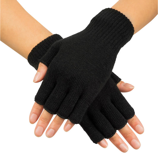 Gants Mitaines Sans Doigts Noir - Accessoire Années 80