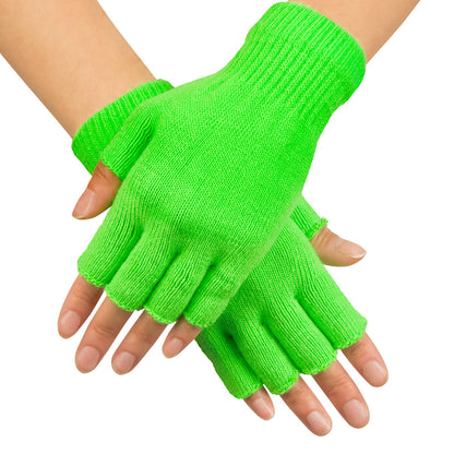Gants mitaines fluo UV blacklight - Accessoire années 80