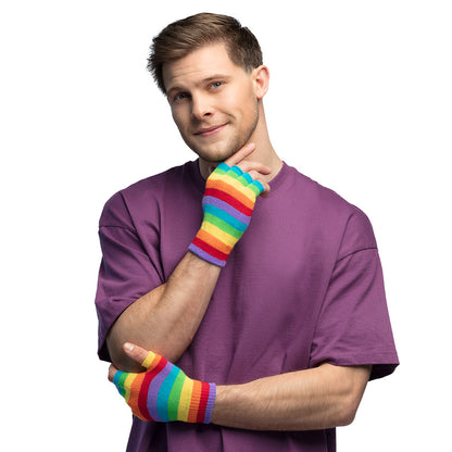 Mitaines Arc-en-ciel sans doigts - Accessoire LGBT festif