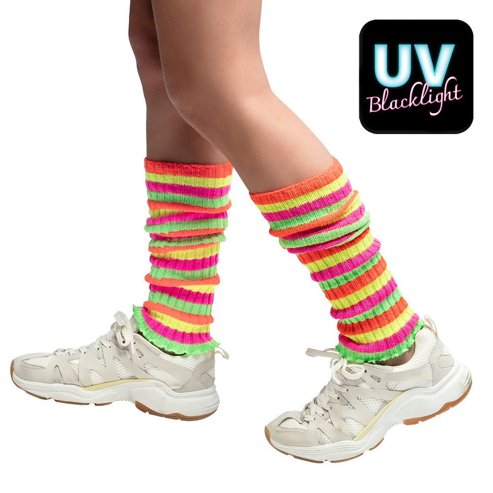 Jambières Fluos Arc-en-ciel Années 80 UV Blacklight