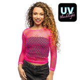 Top Filet Fluo UV Blacklight Rose Fluo - Années 80