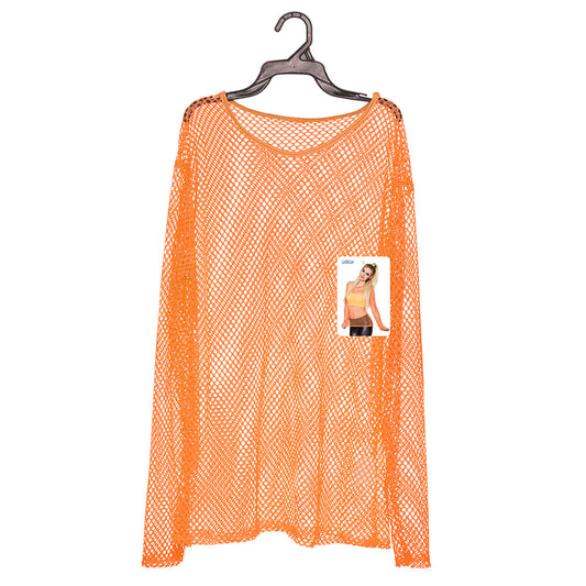 Top Filet Fluo Néon UV Blacklight Orange - Déguisement Rave