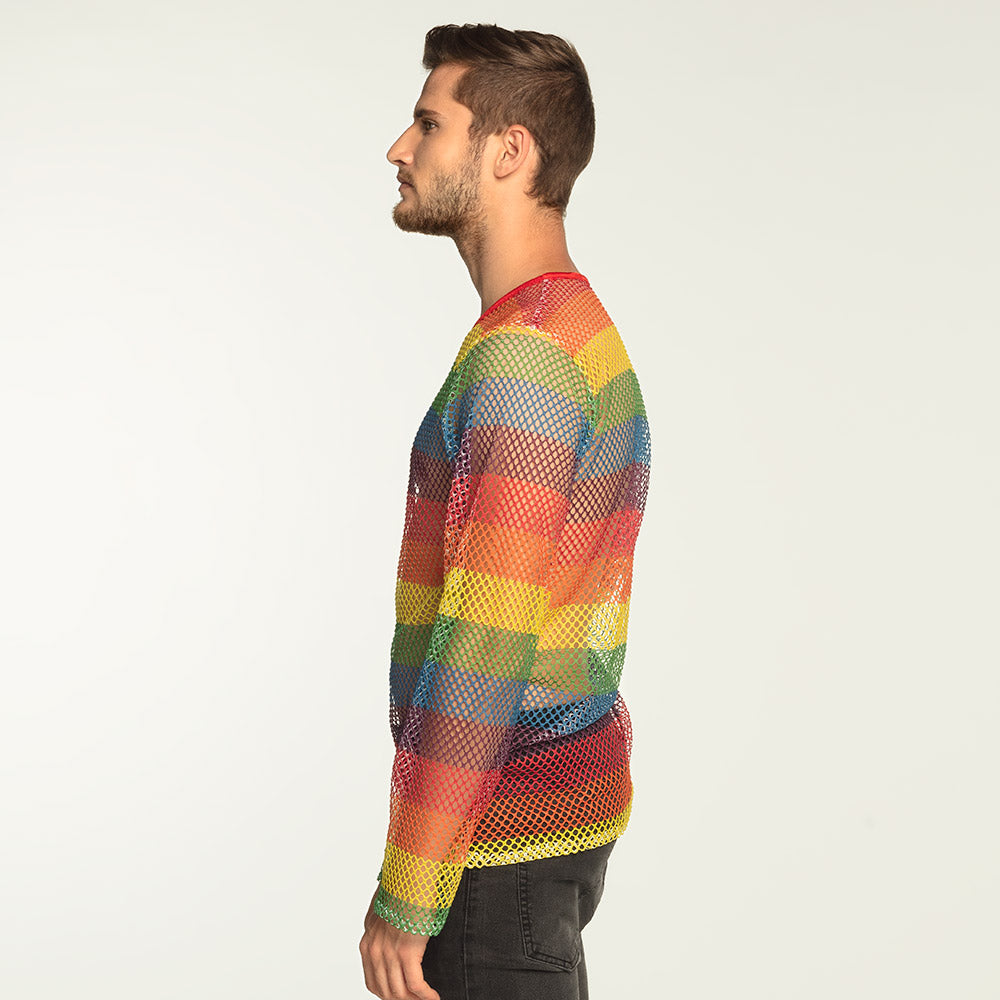 Pull Arc-en-Ciel Filet Dégradé - Déguisement LGBT Pride