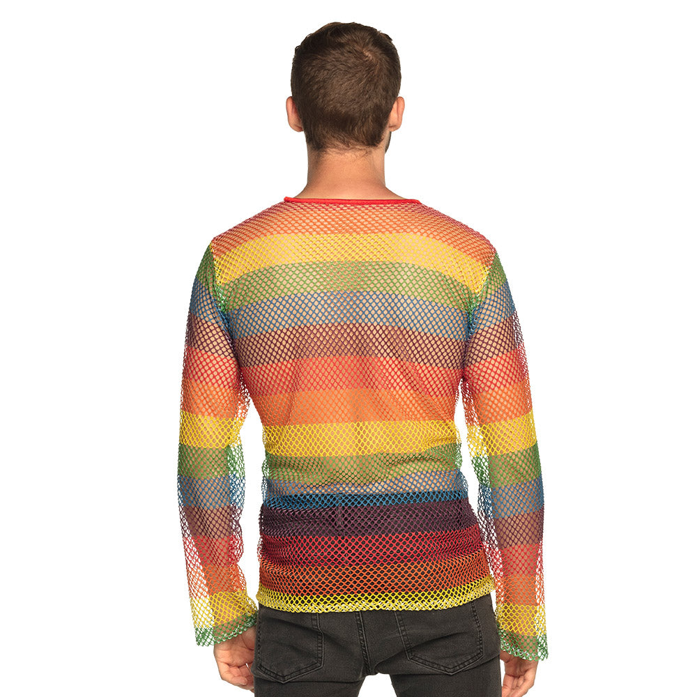 Pull Arc-en-Ciel Filet Dégradé - Déguisement LGBT Pride