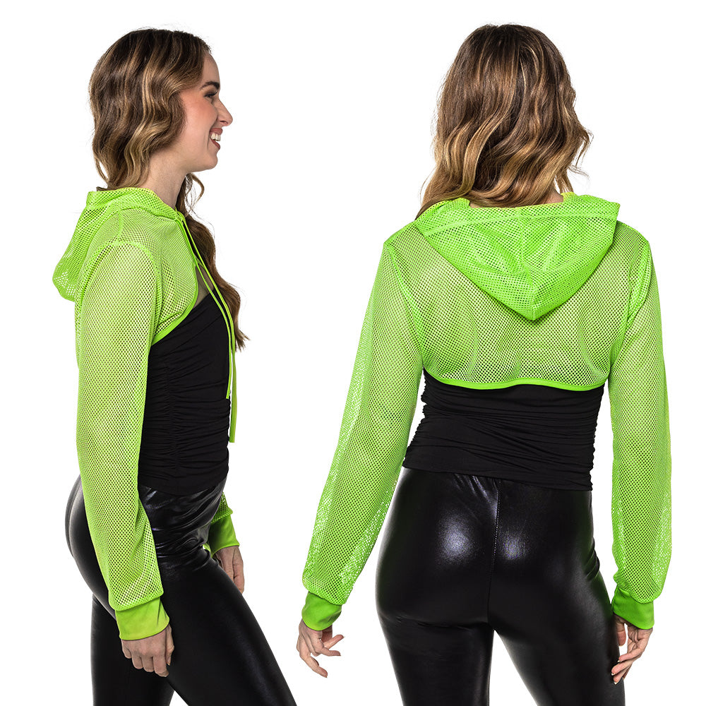 Veste à Capuche Mesh Fluo Néon Rave UV Blacklight
