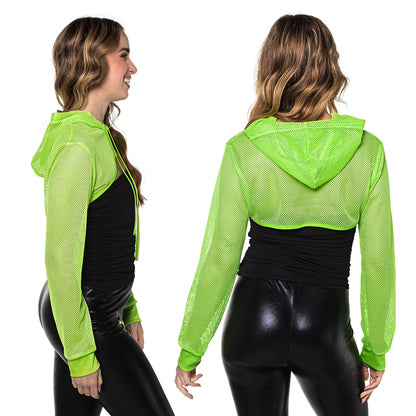Veste à Capuche Mesh Fluo Néon Rave UV Blacklight