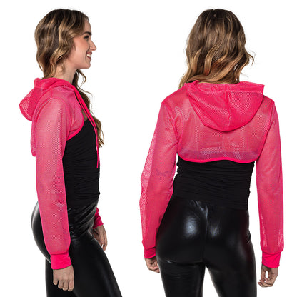 Sweat à Capuche Rose Fluo UV Blacklight Femme