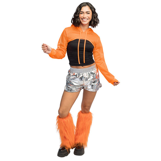 Sweat à Capuche Filet Fluo Femme - Accessoire Rave Party UV