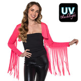 Veste à Franges Rose Fluo UV Blacklight - Accessoire Années 70