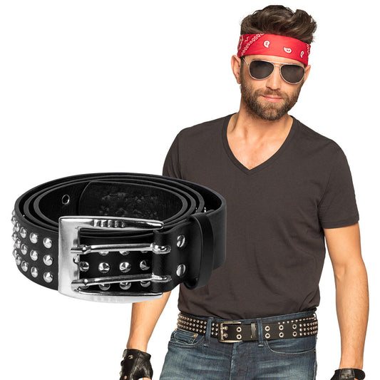 Ceinture à Clous Noire - Accessoire Rock Punk Adulte