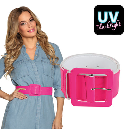 Ceinture Large Rose Fluo Brillante - Accessoire Années 80