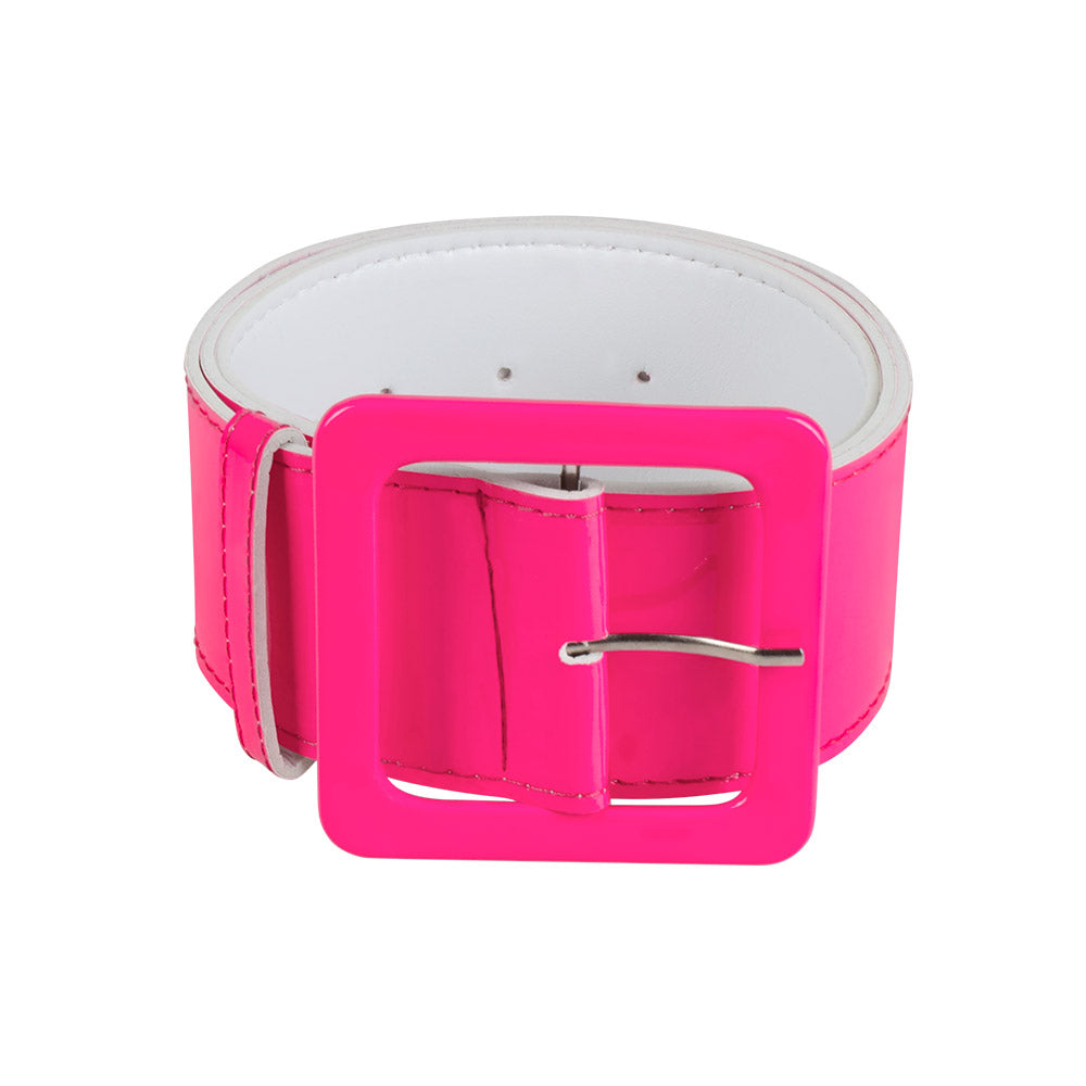 Ceinture Large Rose Fluo Brillante - Accessoire Années 80