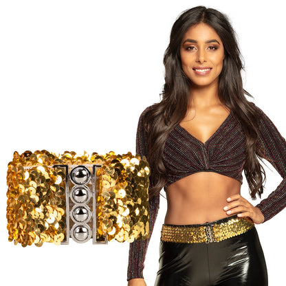 Ceinture Disco Paillettes Or - Accessoire Années 70