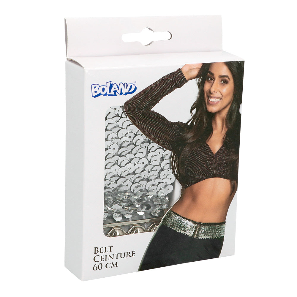 Ceinture Paillettes Argent 60cm - Accessoire Disco Party
