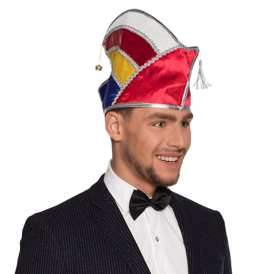 Chapeau Jester Multicolore Velours - Déguisement Fou du Roi