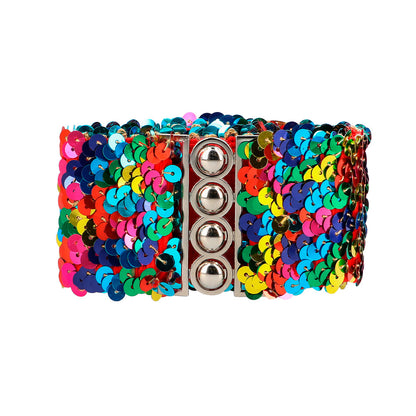 Ceinture Paillettes Multicolores 60cm - Accessoire Disco Brillant