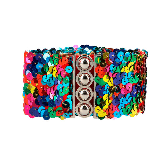 Ceinture Paillettes Multicolores 60cm - Accessoire Disco Brillant