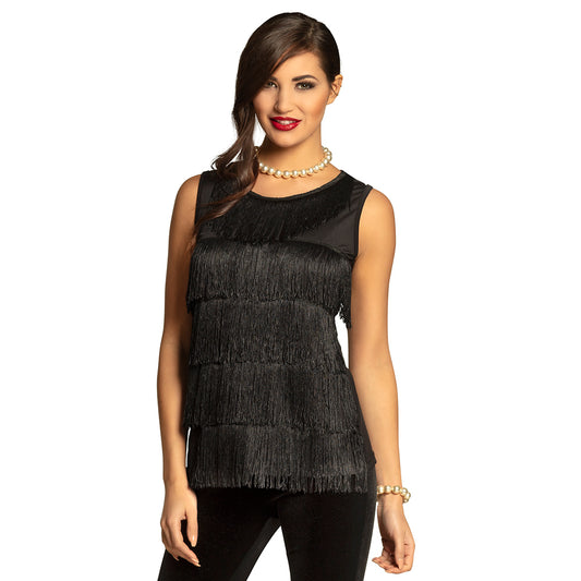 Top à Franges Noir Années 20 - Déguisement Cabaret Chic