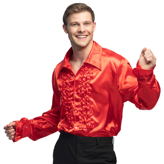 Chemise Disco Satin Rouge Homme - Déguisement Années 70