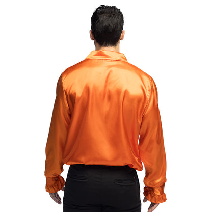 Chemise Disco Orange Satin Années 70 Déguisement Adulte
