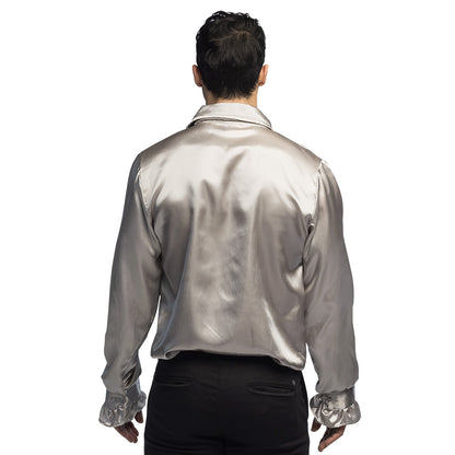 Chemise Disco Années 70 Argent - Déguisement Adulte Paillettes