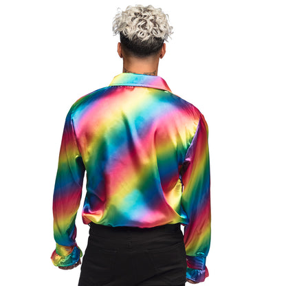 Chemise Arc-en-ciel Disco Années 70 avec Volants Colorés