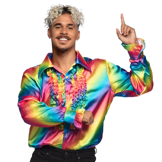 Chemise Arc-en-ciel Disco Années 70 | Déguisement Hippie Vibrant