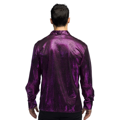 Chemise Disco Paillettes Violet Homme - Déguisement Années 70