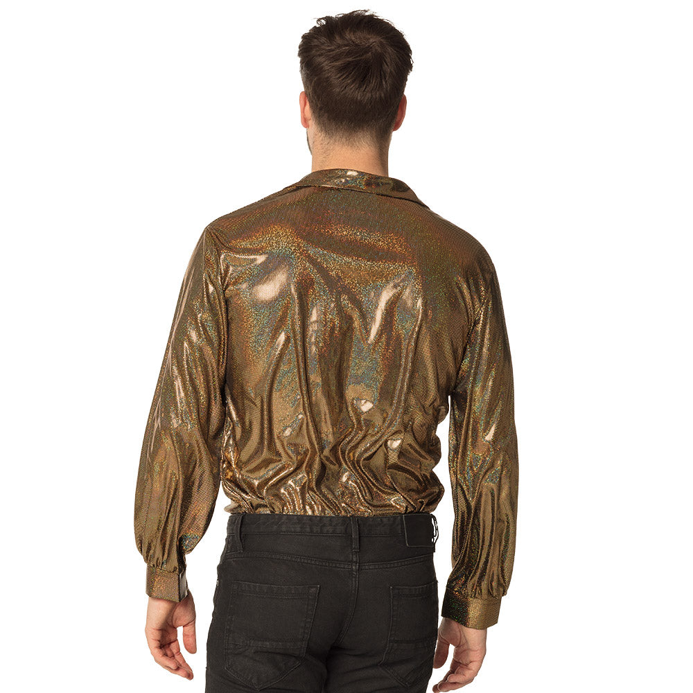 Chemise Disco Paillettes Or - Déguisement Années 70